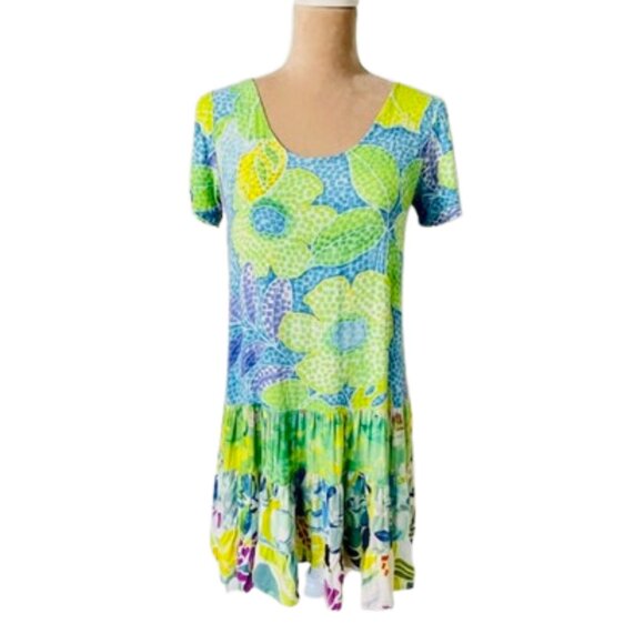 Jams World Hattie Dress Ruffle Tiered Babydoll Pacific Breeze Multicolor XS - Picture 9 of 9
